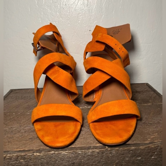 Sarto Franco Orange Suede Heels - Picture 2 of 5